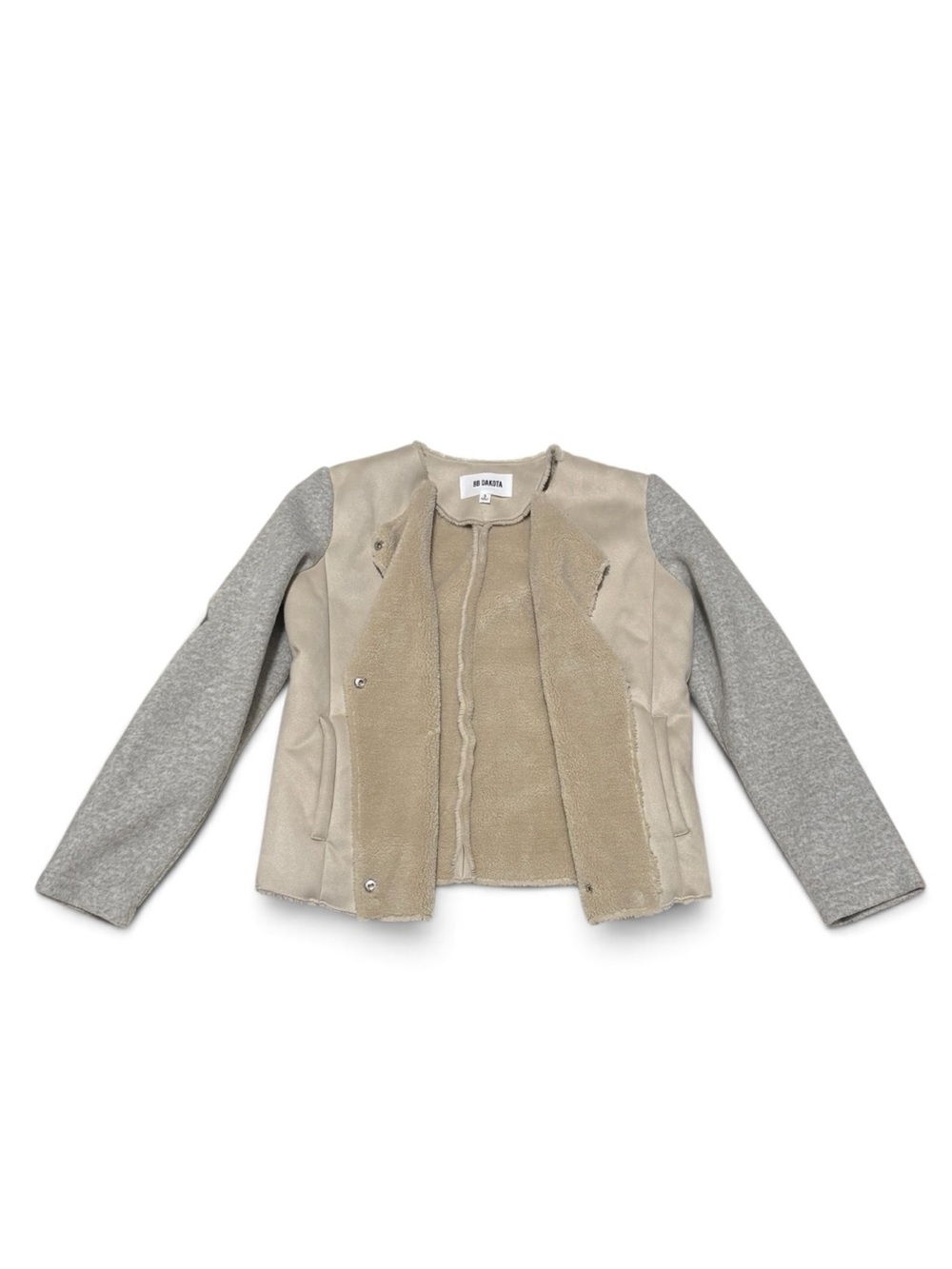 BB Dakota Glenna Mixed Media Faux Suede and Wool Blend Jacket Size Small - Picture 2 of 6